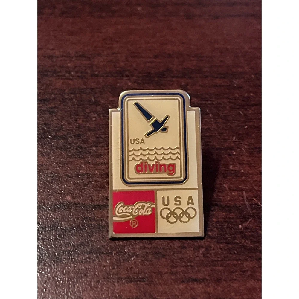 Vintage Coca-Cola Coke Olympics Team USA Diving Event Lapel‎ Hat Pin